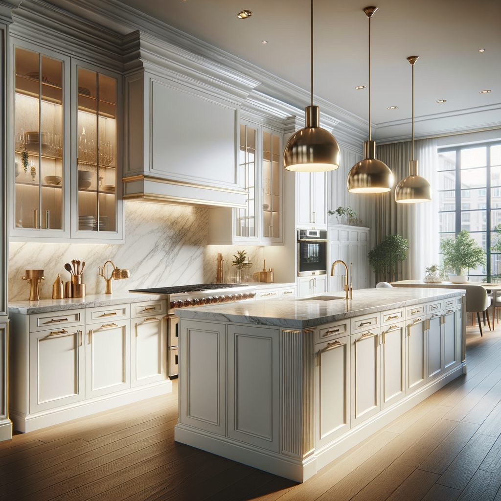 Luxurious kitchen cabinet display with professional finishes and hardware